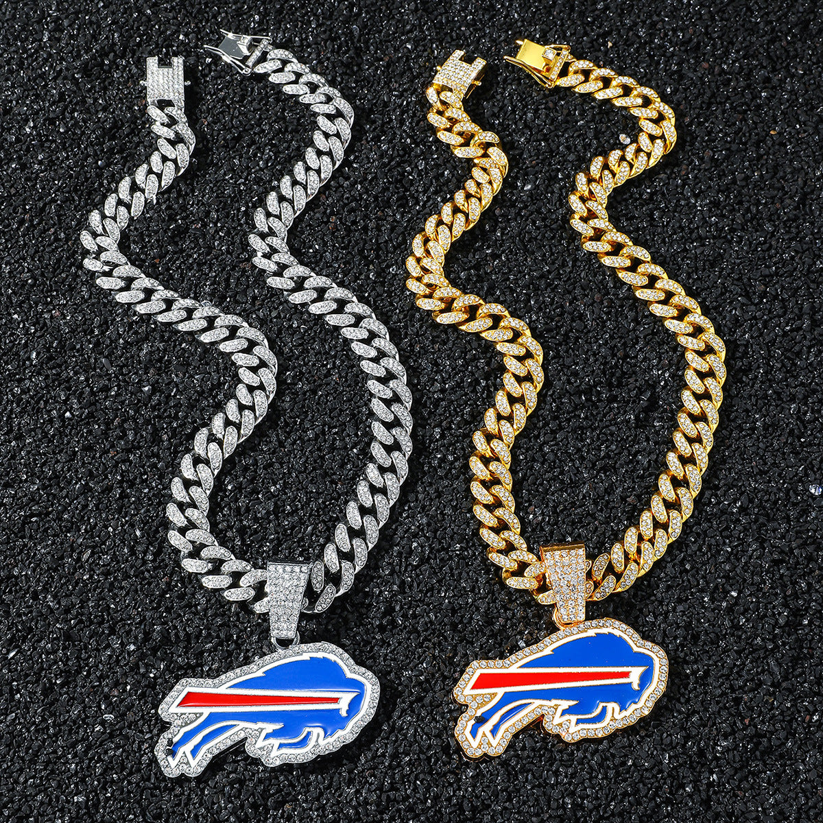 Hip-Hop Style Oil Painting Team Logo Cuban Chain Pendant Necklace