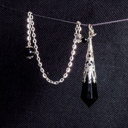 Vintage 12-Faceted Obsidian Retro Transformation Pendulum