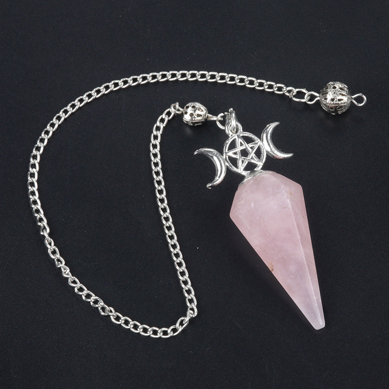 Three-phase moon meditation healing crystal hexagonal cone spirit pendulum