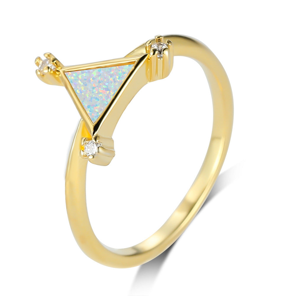 Women's Triangle Opal ring with Zirconia