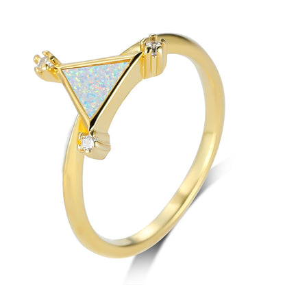 Women's Triangle Opal ring with Zirconia