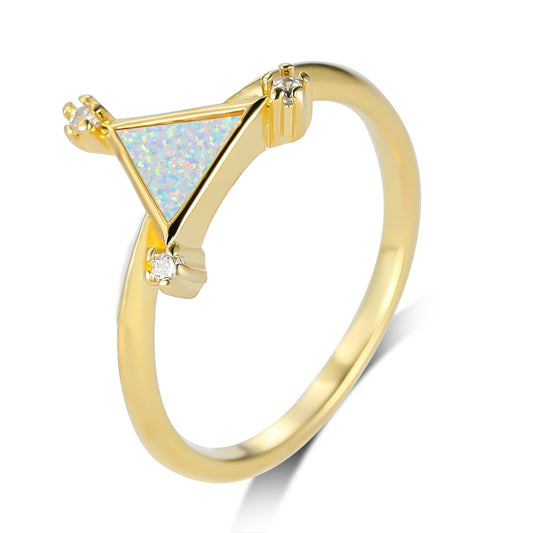 Women's Triangle Opal ring with Zirconia