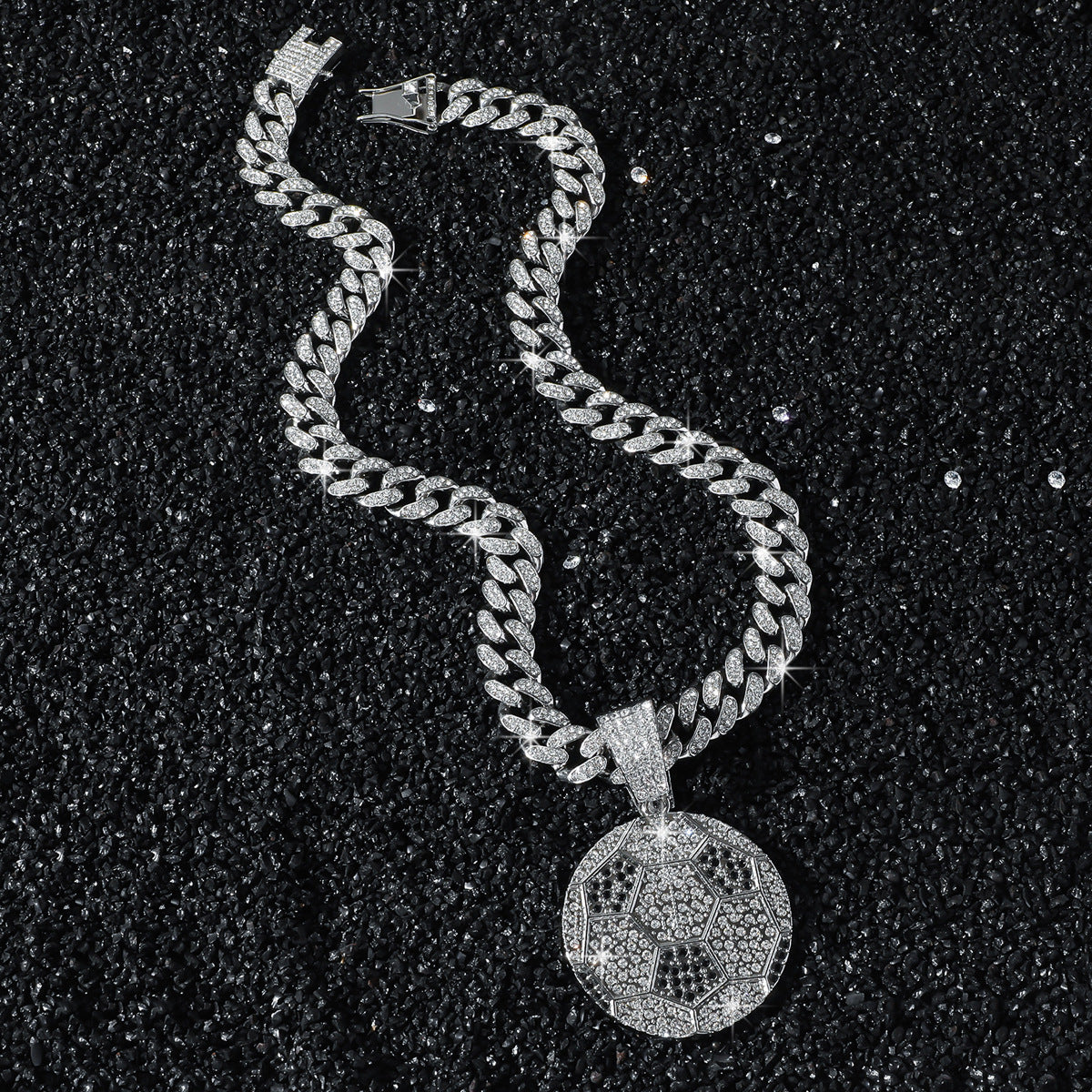 Hip-Hop Football Cuban Chain Pendant Necklace