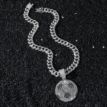 Hip-Hop Football Cuban Chain Pendant Necklace