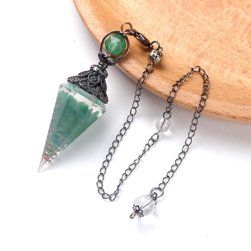 Antique copper crystal semi-precious stone multi-colored gravel resin spirit pendulum