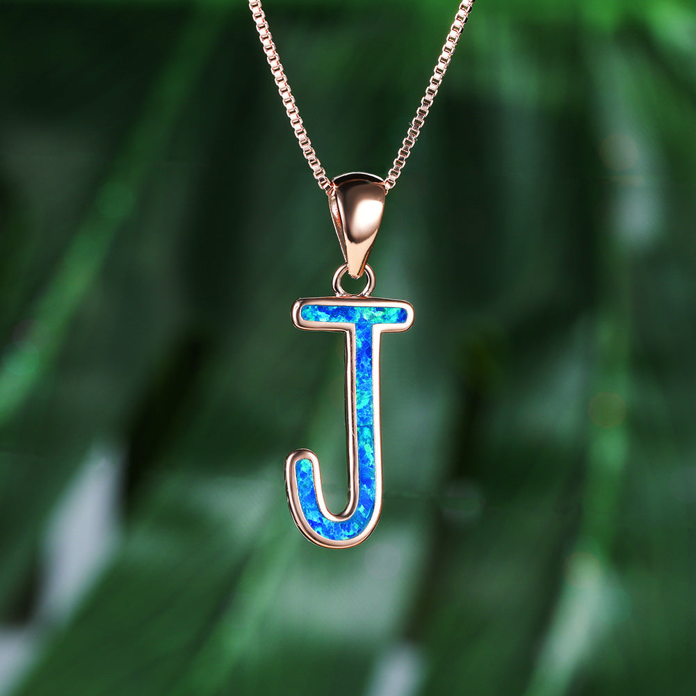 Opal Letter J Necklace