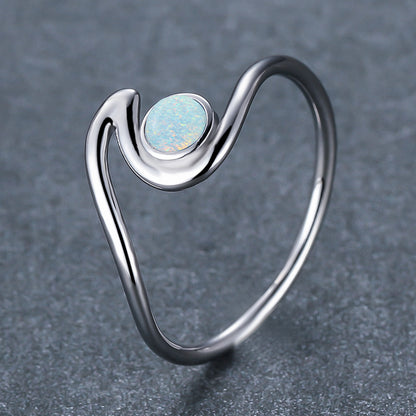 Women's Wave Shape Opal Adjustable Ring