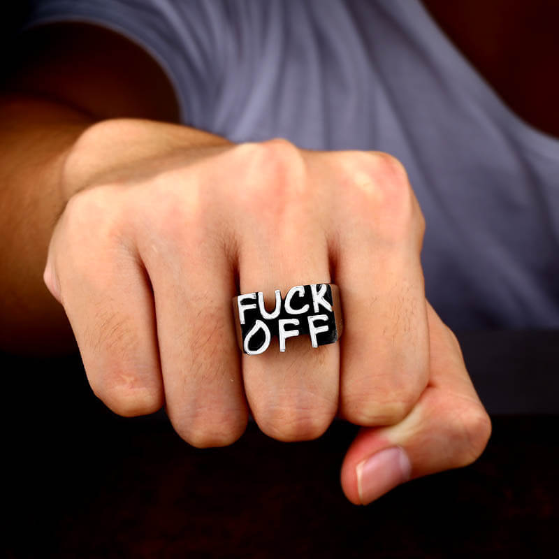 Personalized, minimalist, retro-style men's letter ring