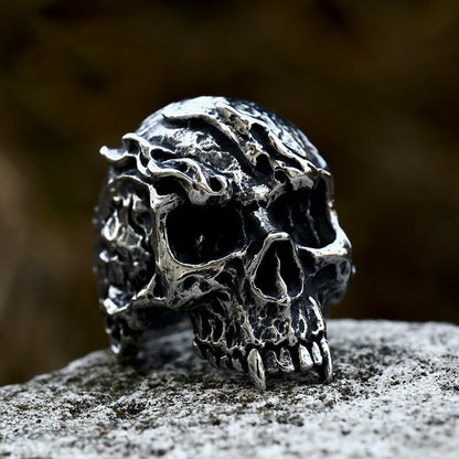 Men's Hip-Hop Punk Steel Warrior Skull Ring