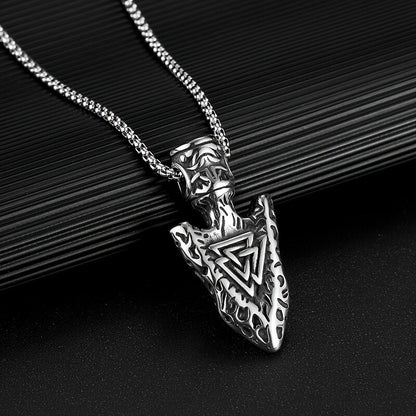 Men's Triangular Rune Arrow Pendant Necklace