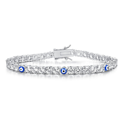 Women&Men's 3-4mm Demon Eye Cubic Zirconia Cuban Tennis Bracelet
