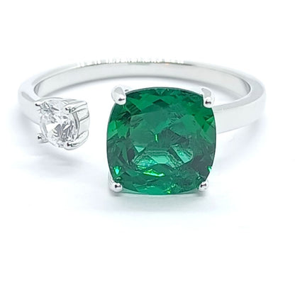 Women's White Gold Clip-On Adjustable Emerald Ring