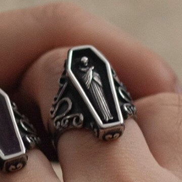Men's Dark Retro Skull Series Zombie Coffin Resin Ring