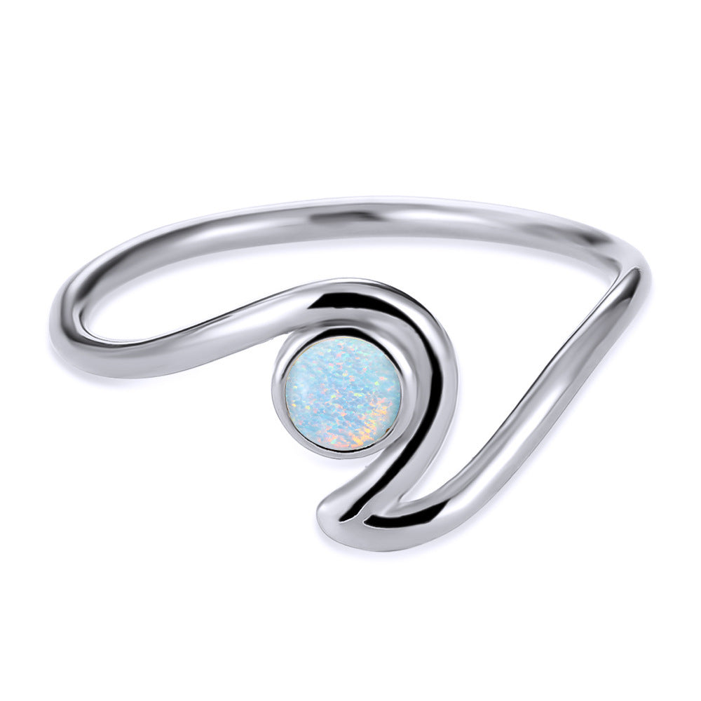 Women's Wave Shape Opal Adjustable Ring