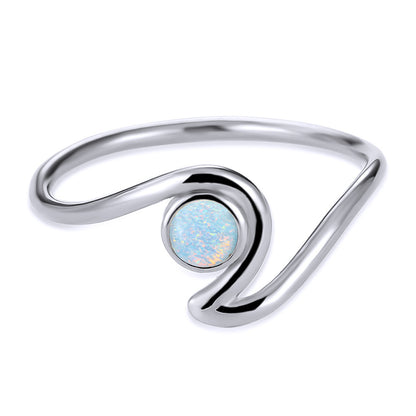 Women's Wave Shape Opal Adjustable Ring