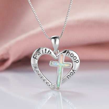 Opal Love Cross Necklace