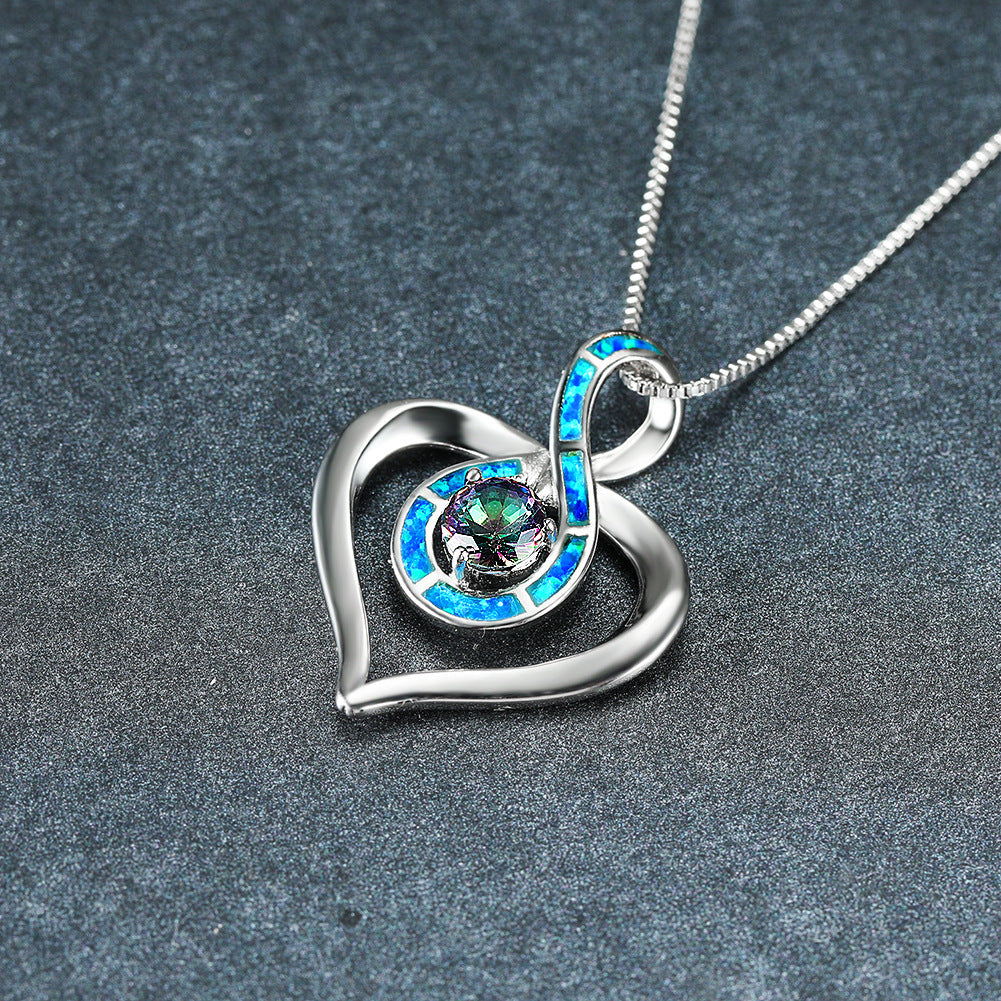 Opal Heart-shaped infinity necklace