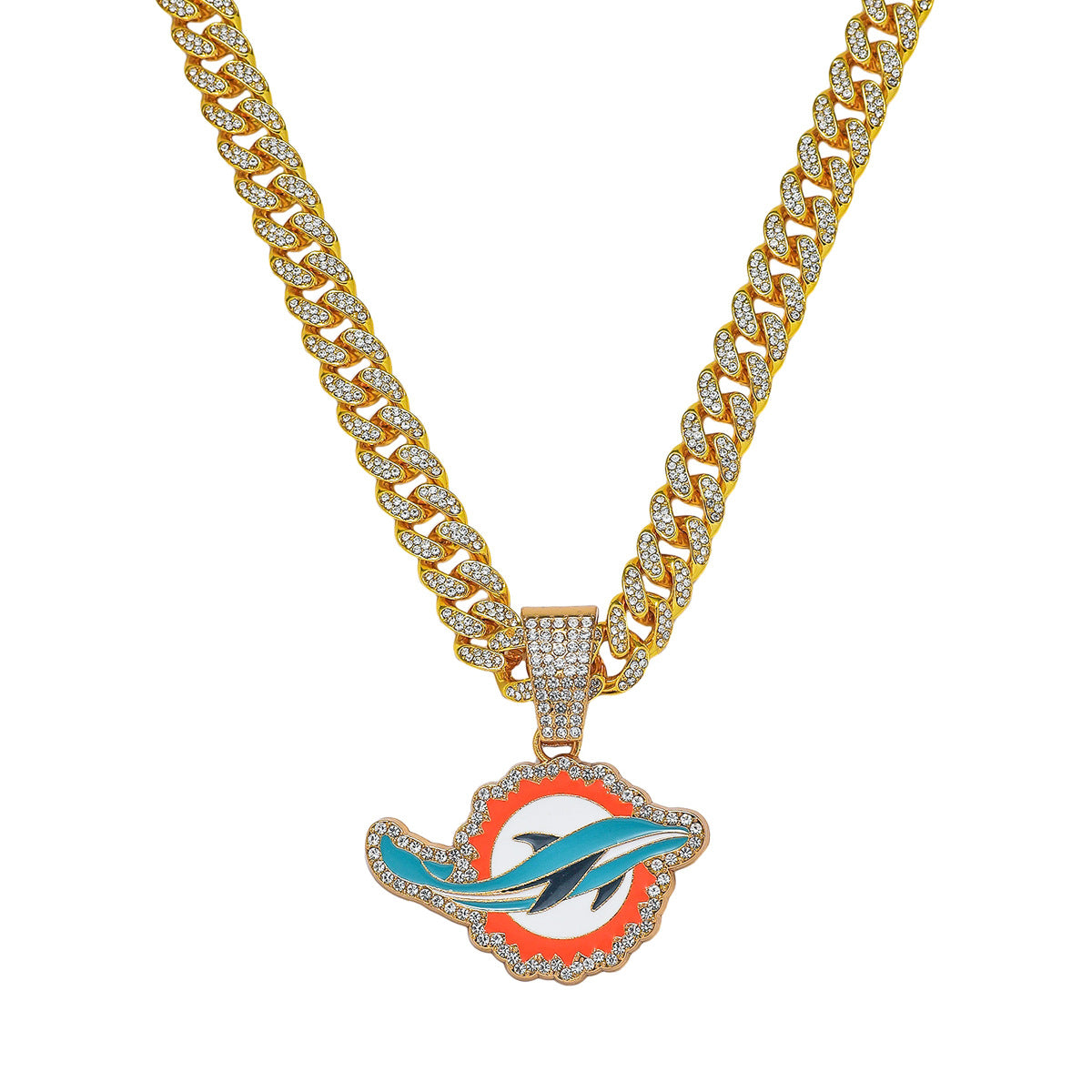 Hip-Hop Style Dolphin-Shaped Cuban Chain Pendant Necklace