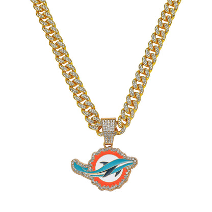 Hip-Hop Style Dolphin-Shaped Cuban Chain Pendant Necklace