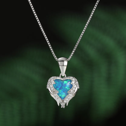 Little Angel Heart-shaped Opal Necklace