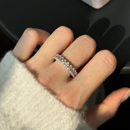 Women's Oval Egg Shape Claw Set Solitaire Cubic Zirconia Ring, S925 Silver with White Gold Plating Single Side Stones Ladies Ring