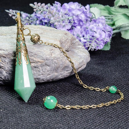 Vintage 12-Faceted Green Aventurine Balance Energy Pendulum