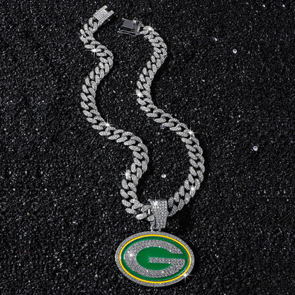 Hip-Hop Letter G Football Team Logo Cuban Chain Pendant Necklace