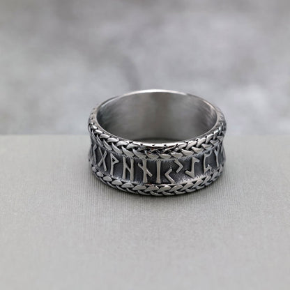 Vintage Stainless Steel Viking Rune Ring for Men
