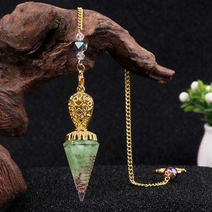 Golden Crystal Agate Resin Hexagonal Pyramid Spirit Pendulum