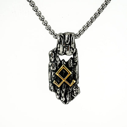 Vintage Nordic Stainless Steel Men's Unique Viking Rune Pendant Necklace