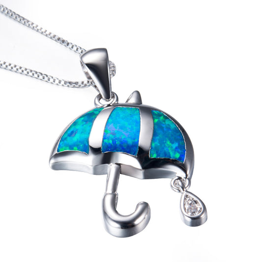 Opal Umbrella Pendant Necklace