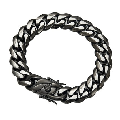 Men’s Slim European American Hip Hop Stainless Steel Tight Weave Electroplated Brazilian Chain Bracelet Fashion Wrist Jewelry