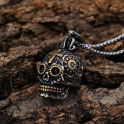Men's Cross-shaped skull pendant