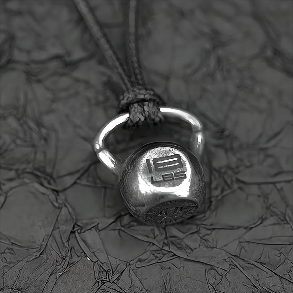 Vintage Stainless Steel Men's Kettlebell Pendant Necklace