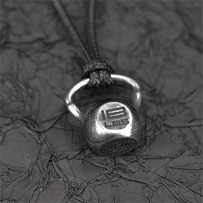 Vintage Stainless Steel Men's Kettlebell Pendant Necklace