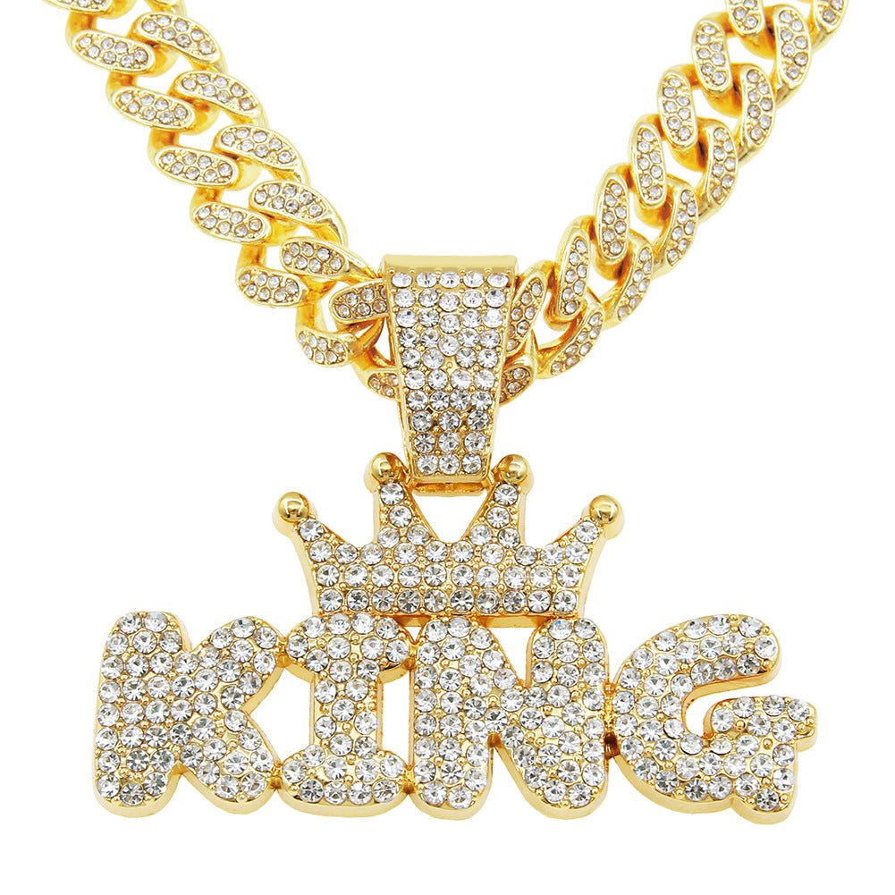 Hip-Hop King Letter Cuban Chain Pendant Necklace