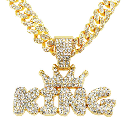 Hip-Hop King Letter Cuban Chain Pendant Necklace