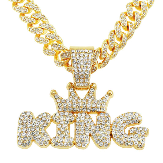 Hip-Hop King Letter Cuban Chain Pendant Necklace