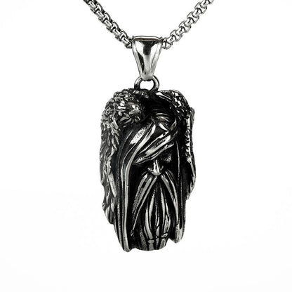 Men's Steel Two Tone Odin Raven Pendant Necklace