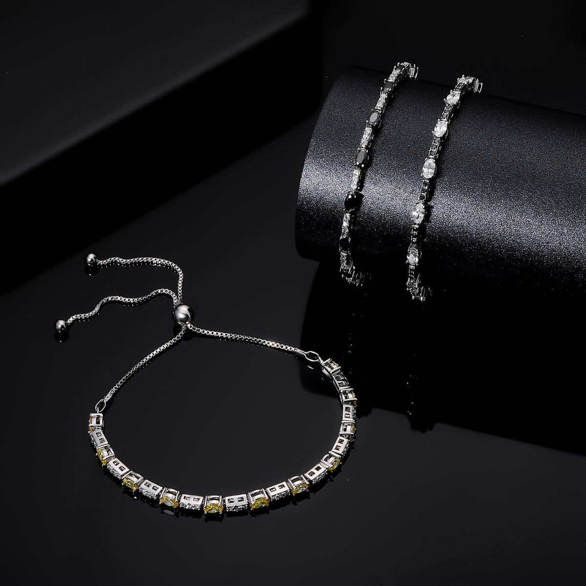 Women&Men's Simple Zircon Cuban Tennis Bracelet with Drawstring Design