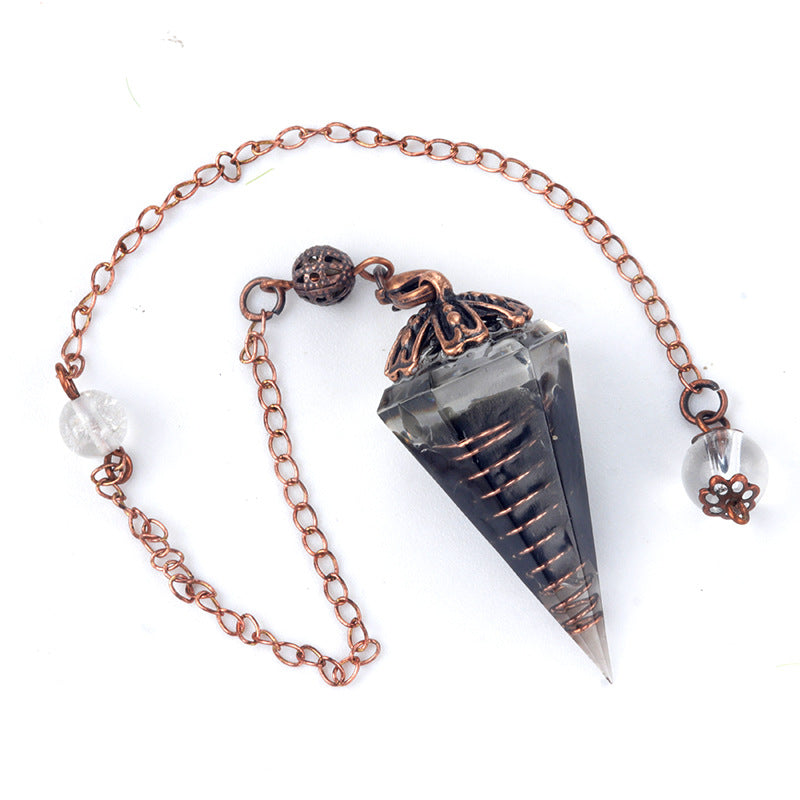 Colorful crystal clock pendulum ancient red copper flower base resin spirit pendulum
