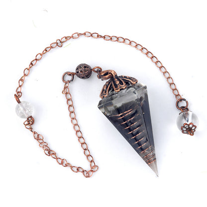 Colorful crystal clock pendulum ancient red copper flower base resin spirit pendulum