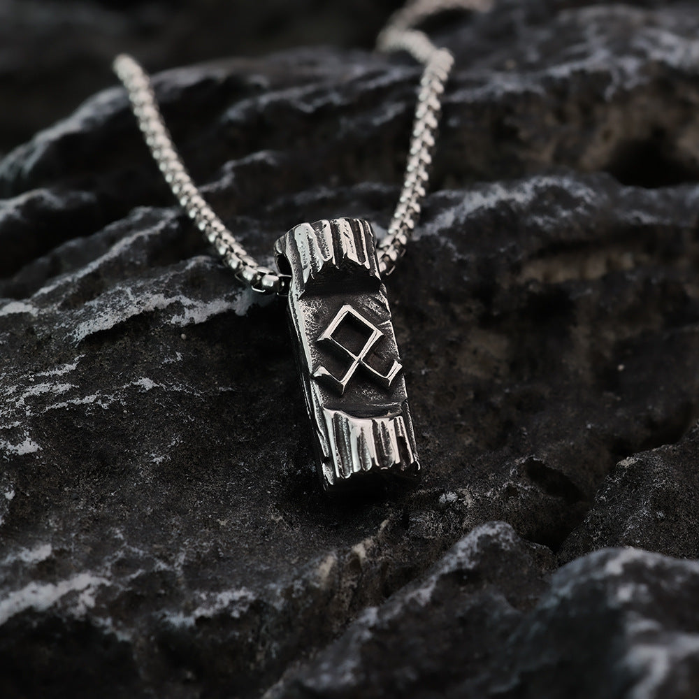Vintage Stainless Steel Viking Symbol Pendant Necklace for Men