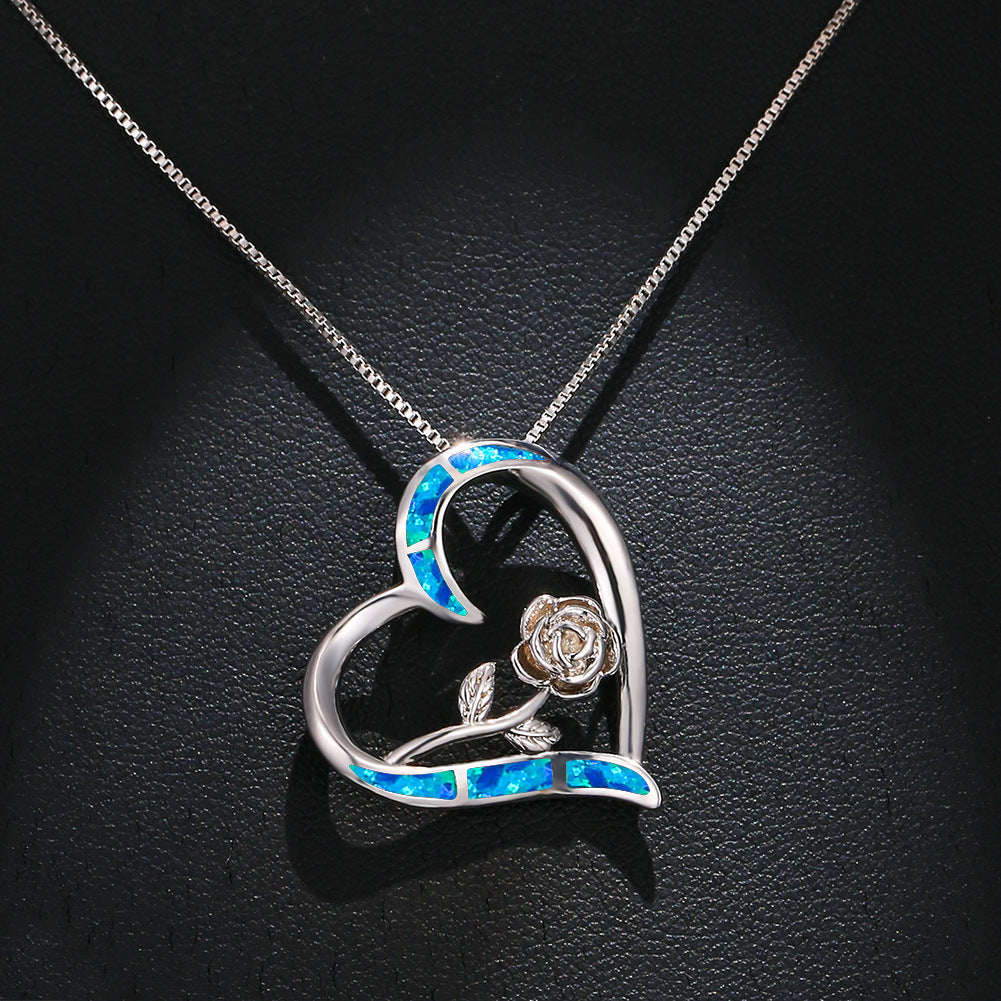 Platinum Auabo Love Rose Necklace