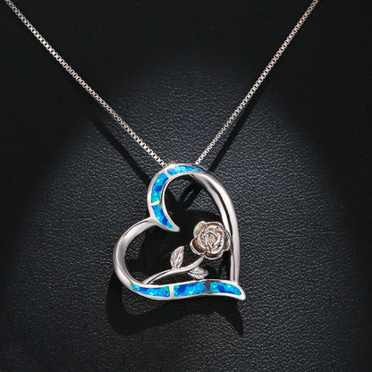 Platinum Auabo Love Rose Necklace