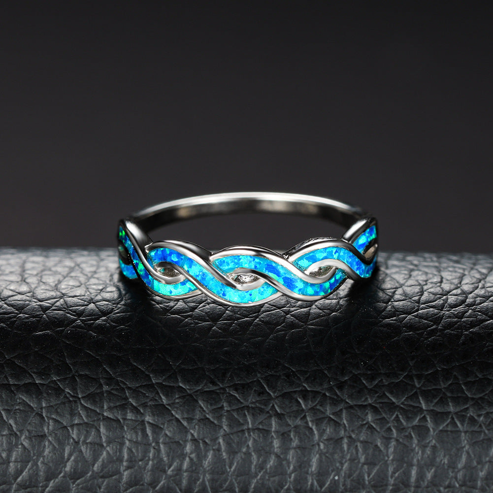 Women's Twisted Interweave Opal Ring
