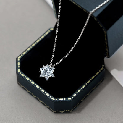 Women's Star of David Pendant Necklace, Inlaid Round Clear Zirconia, S925 with White Gold Plating