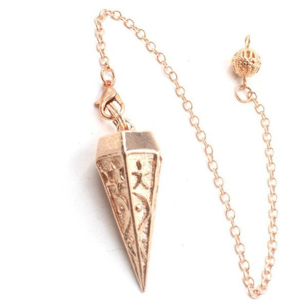 Copper Hexagonal Cone With Six-Sided Carved Pattern Symbols Gravity-Concentrating Pendulum