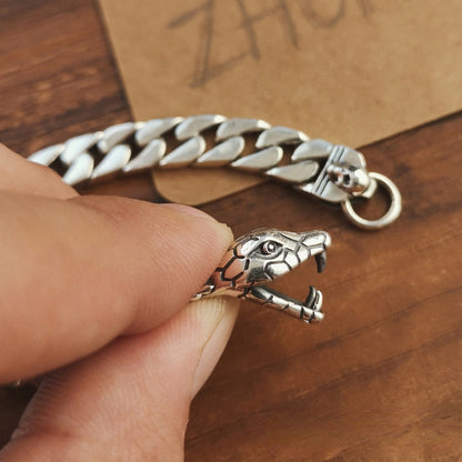 Men's Retro Snake Head Curb Bracelet