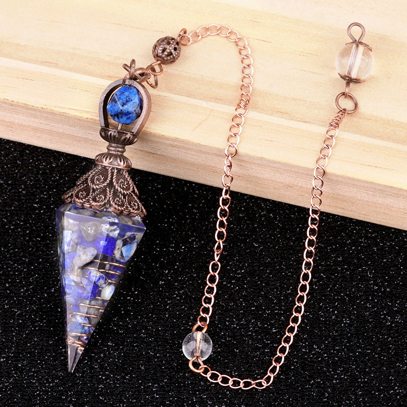 Ancient Red Seven-Colored Crystal Resin Spiritual Pendulum
